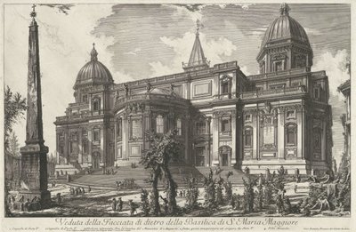 Santa Maria Maggiore te Rome Pohled na zadní fasádu baziliky S. Maria Maggiore (titul na objektu) Gezichten op Rome (název série) Pohledy na Řím navržený a vyrytý architektem Giambattista Piranesi Ve (nez) iano (název série) od Giovanni Battista Piranesi