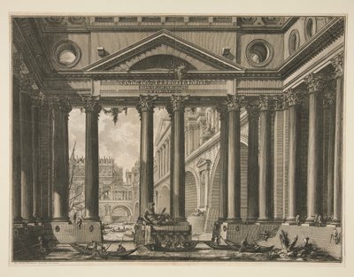 Druhý frontispis čtvrtého dílu Le Antichita? Romane od Giovanni Battista Piranesi
