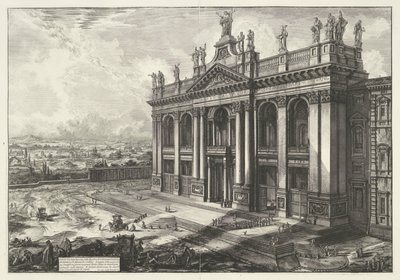 Sint-Jan van Lateranen te Rome Pohled na průčelí baziliky S. Giovanni Laterano (...) (titul na objektu) Gezichten op Rome (název série) Pohledy na Řím navržený a vyrytý architektem Giambattista Piranesi Ve (nez) iano (název série) od Giovanni Battista Piranesi
