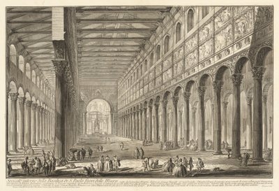 Vnitřní pohled na baziliku svatého Pavla za hradbami od Giovanni Battista Piranesi