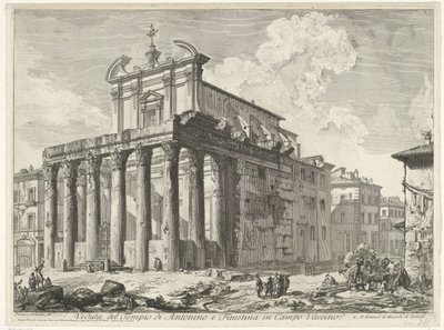 Tempel van Antoninus en Faustina te Rome Pohled na chrám Antonina a Faustiny v Campo Vaccino (název na objektu) Gezichten op Rome (název série) Pohledy na Řím navržený a vyrytý architektem Giambattista Piranesi Ve (nez) iano (název série) od Giovanni Battista Piranesi
