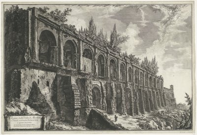 Tempel van Hercules Victor t a Tivoli Pozůstatky vily di Mecenate v Tivoli, postavené z travertinů nejisté práce (název na objektu) Gezichten op Rome (název série) Pohledy na Řím navrhl a vyryl Giambattista Piranesi architekt Ve (nez) iano ( od Giovanni Battista Piranesi