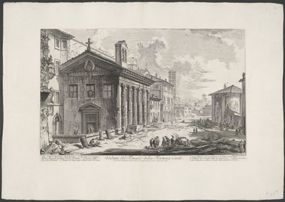 Tempel van Portunus te Rome Pohled na Chrám Manly Fortune (název na objektu) Gezichten op Rome (název série) Pohledy na Řím navržený a vyrytý architektem Giambattista Piranesi Ve (nez) iano (název série) od Giovanni Battista Piranesi