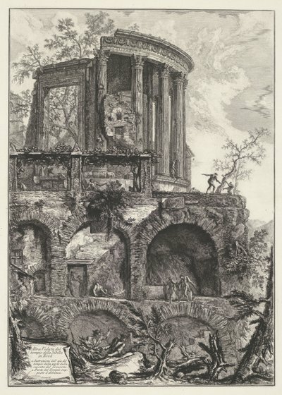 Tempel van Vesta te Tivoli Další pohled na Sibylský chrám v Tivoli (název na objektu) Gezichten op Rome (název série) Pohledy na Řím navržený a vyrytý architektem Giambattista Piranesi Ve (nez) iano (název série) od Giovanni Battista Piranesi
