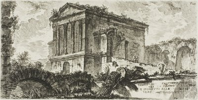Clitumnův chrám mezi Folignem a Spoletem, deska 26 z některých pohledů na triumfální oblouky a další památky od Giovanni Battista Piranesi