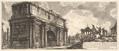 Oblouk Septimia Severa Arco di Severo, z Caracally, ca. 1756 od Giovanni Battista Piranesi