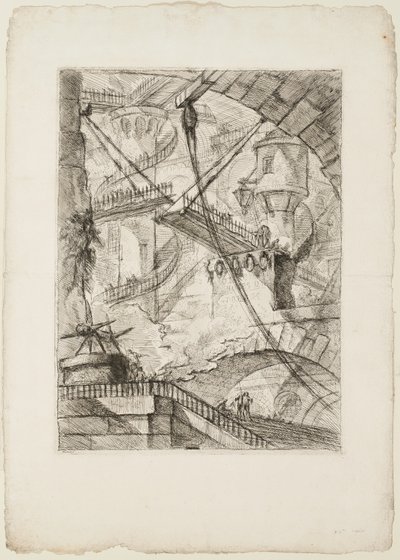 Padací most, deska 7 z imaginárních věznic od Giovanni Battista Piranesi
