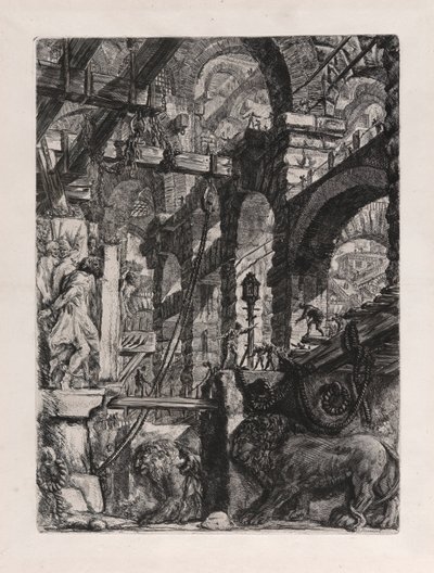 Lví basreliéfy, deska 5 od Carceri d od Giovanni Battista Piranesi