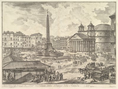 Piazza della Rotonda s Pantheonem a obeliskem, ze souboru „Vedute di Roma“ od Giovanni Battista Piranesi