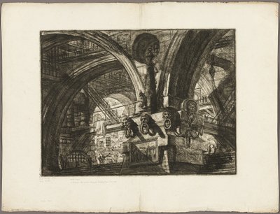 Molo s lampou, deska 15 z Imaginary Prisons od Giovanni Battista Piranesi