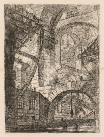 The Prisons: A Perspective of Arches with a Smoking Fire, 1745-1750. od Giovanni Battista Piranesi