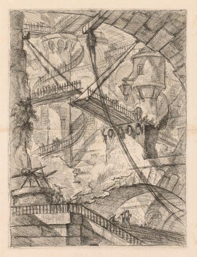 Věznice: Obrovský interiér s padacím mostem od Giovanni Battista Piranesi