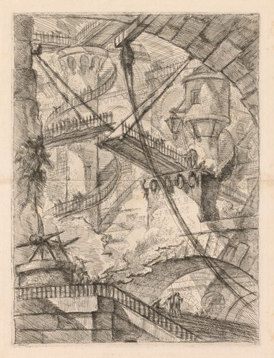 Věznice: Obrovský interiér s padacím mostem, 1745-1750. od Giovanni Battista Piranesi