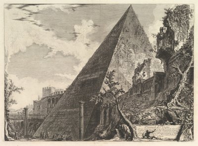Pyramida Gaia Cestiuse, od Vedute di Roma Roman Views, ca. 1756. od Giovanni Battista Piranesi