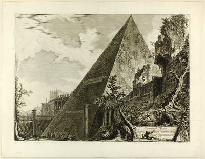 Pyramida Gaia Cestia, z Pohledů na Řím od Giovanni Battista Piranesi