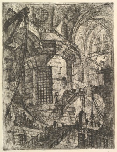 Kulatá věž, z imaginárních věznic Carceri dinvenzione, ca. 1749-50. od Giovanni Battista Piranesi