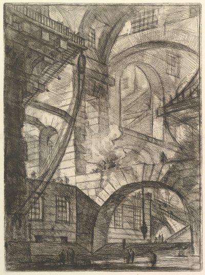 The Smoking Fire, z Carceri dinvenzione imaginárních věznic, ca. 1749-50. od Giovanni Battista Piranesi