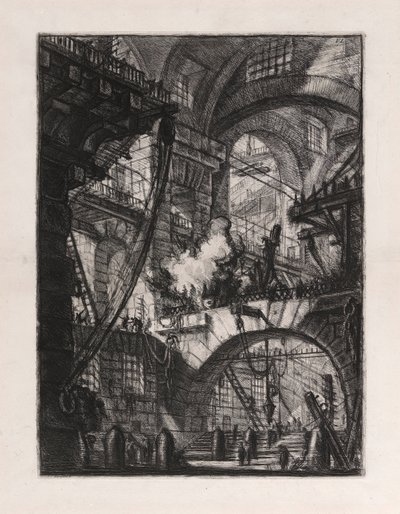 The Smoking Fire, deska 6 od Carceri d od Giovanni Battista Piranesi