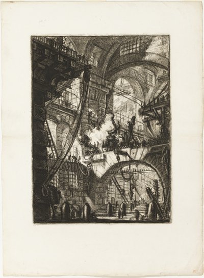 The Smoking Fire, deska 6 z Imaginary Prisons od Giovanni Battista Piranesi