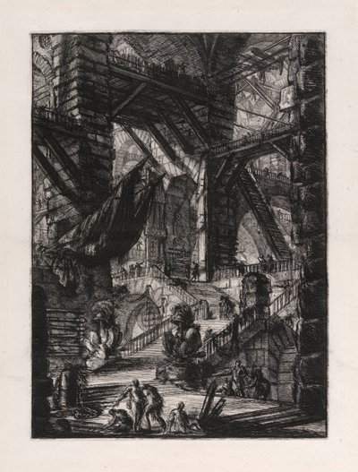 Schodiště s trofejemi, deska 8 od Carceri d od Giovanni Battista Piranesi