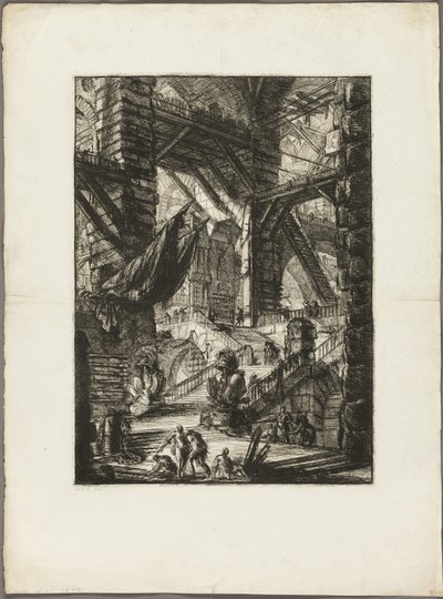 Schodiště s trofejemi, deska 8 z imaginárních věznic od Giovanni Battista Piranesi