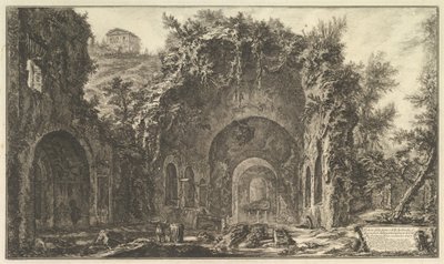 Takzvaná jeskyně Egeria Pohled na zdroj a jeskyně Egeria mimo ..., ca. 1766. od Giovanni Battista Piranesi