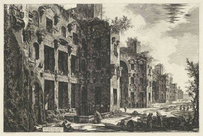Thermen van Diocletianus te Rome Pohled na horní zbytky Diokleciánových lázní v S. Maria degli Angeli (název na objektu) Gezichten op Rome (název série) Pohledy na Řím navržený a vyrytý architektem Giambattista Piranesi Ve (nez) iano (seri od Giovanni Battista Piranesi