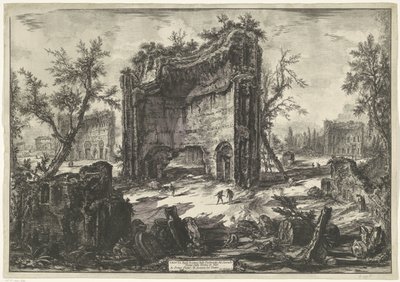 Thermen van Trajanus te Rome Pohled na zbytky továren ve druhém patře Terme di Tito (název na objektu) Gezichten op Rome (název série) Pohledy na Řím navržený a vyrytý architektem Giambattista Piranesi Ve (nez) iano (název série) od Giovanni Battista Piranesi