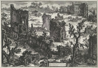 Thermen van Trajanus te Rome Pohled na Sýkorové lázně (...) (nadpis na objektu) Gezichten op Rome (název série) Pohledy na Řím navržený a vyrytý architektem Giambattista Piranesi Ve (nez) iano (název série) od Giovanni Battista Piranesi