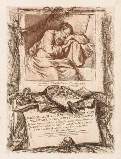 Titulní strana sbírky některých kreseb Barberiho z Cento Ietto il Gerucino, 1764. od Giovanni Battista Piranesi
