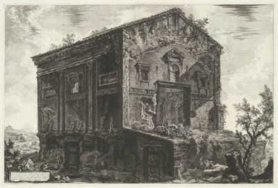 Tombe van Aspasia Annia Regilla te Rome Pohled na chrám Camene (název na objektu) Gezichten op Rome (název série) Pohledy na Řím navržený a vyrytý architektem Giambattista Piranesi Ve (nez) iano (název série) od Giovanni Battista Piranesi