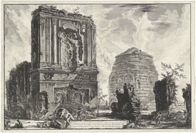 Tombes van Licinianus Piso en de Cornelius familie langs de Via Appia Gezichten op Rome (název série) Pohledy na Řím navržený a vyrytý architektem Giambattista Piranesi Ve (nez) iano (název série) od Giovanni Battista Piranesi