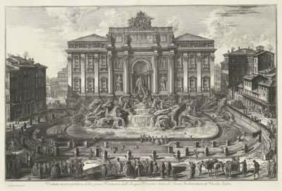 Trevifontein do Říma Perspektivní pohled na velkou Fontana dell