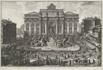 Trevifontein do Říma Perspektivní pohled na velkou Fontana dell