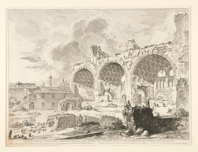 Pohled na zbytky jídelny Nera od Giovanni Battista Piranesi