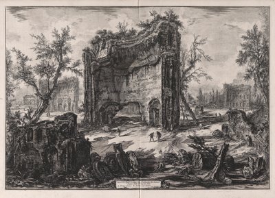 Pohled na zbytky budov ve druhém patře Titových lázní z Vedute di Roma (Pohledy na Řím) od Giovanni Battista Piranesi