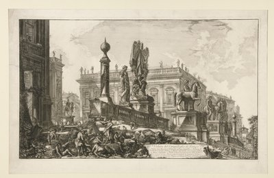 Pohled na Campidoglio ze strany z Vedute di Roma od Giovanni Battista Piranesi