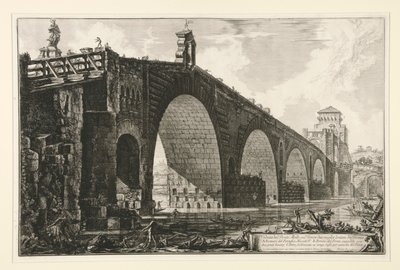 Pohled na Milvijský most přes Tiberu dvě míle za Římem z Vedute di Roma od Giovanni Battista Piranesi