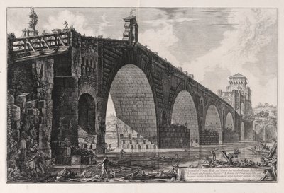 Pohled na Milvijský most přes Tiber dvě míle mimo Řím, z Vedute di Roma (Pohledy na Řím) od Giovanni Battista Piranesi