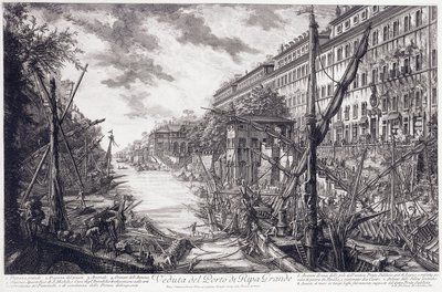 Pohled na přístav Ripa Grande, cca 1760 od Giovanni Battista Piranesi