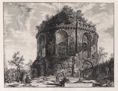 Pohled na takzvaný Chrám kašle na Via Tiburtina, míli od Tivoli, z Vedute di Roma (Pohledy na Řím) od Giovanni Battista Piranesi