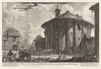 Pohled na chrám Kybele na náměstí Piazza della Bocca della Verit? (Pohled na chrám Kybele na náměstí Piazza Bocca della Verit?), Z Vedute di Roma (Pohledy na Řím) od Giovanni Battista Piranesi