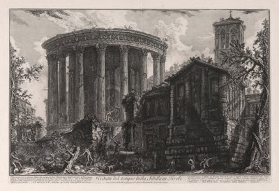 Pohled na chrám Sibyly v Tivoli, z Vedute di Roma (Pohledy na Řím) od Giovanni Battista Piranesi