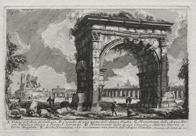 Pohled na oblouk Gallieno od Giovanni Battista Piranesi