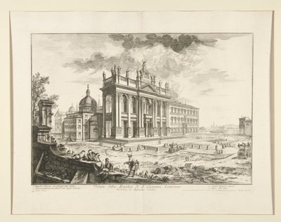 Pohled na baziliku S. Giovanni Laterano, z Pohledů na Řím od Giovanni Battista Piranesi