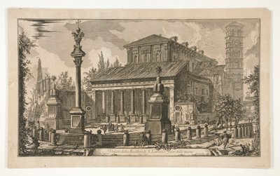 Pohled na S. Lorenzo mimo hradby (Pohled na S. Lorenzo mimo hradby), z Vedute di Roma od Giovanni Battista Piranesi