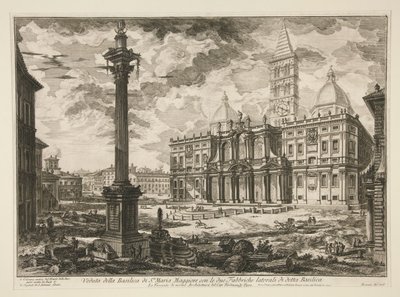 Pohled na baziliku Santa. Maria Maggiore se dvěma bočními továrnami řečené baziliky (Pohled na baziliku S. Maria Maggiore s jejími dvěma křídly), z Vedute di Roma od Giovanni Battista Piranesi