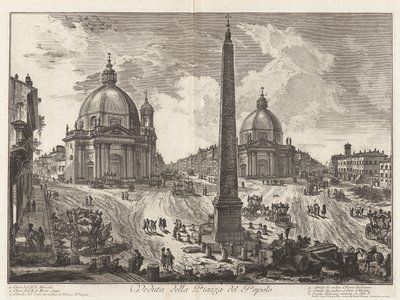 Pohled na Piazza del Popolo, z Vedute di Roma (Pohledy na Řím) od Giovanni Battista Piranesi