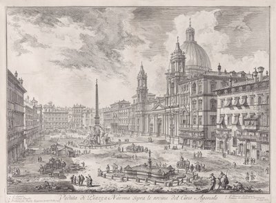 Pohled na Piazza Navona nad ruinami Cirku Agonalis, z Vedute di Roma (Pohledy na Řím) od Giovanni Battista Piranesi