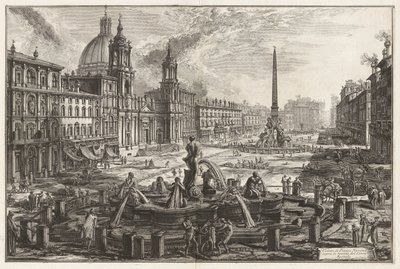 Pohled na Piazza Navona nad ruinami Circus Agonalis [Circus of Domitian]), z Vedute di Roma (Pohledy na Řím) od Giovanni Battista Piranesi